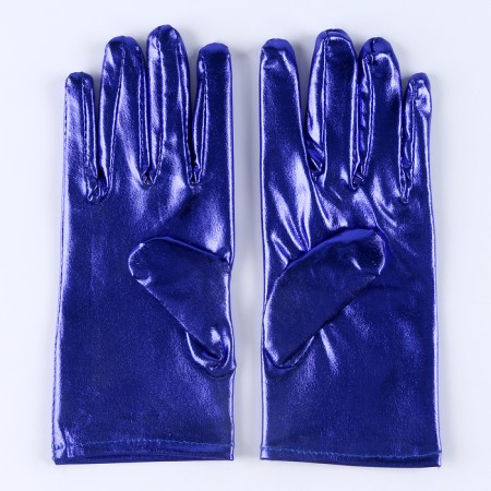 Carnival accessory- gloves, blue metallic color, artificial leather-4