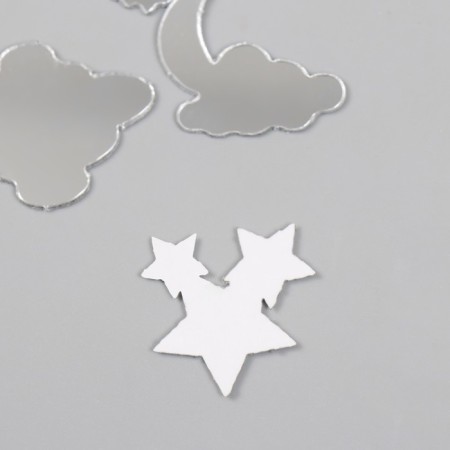 Decor for creativity plastic mirror "Sun, stars and clouds" set 6 pcs-2