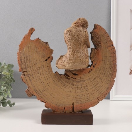 Souvenir Polystone "Buddha relaxed in the context of a tree" 6.5x27x27 cm-2