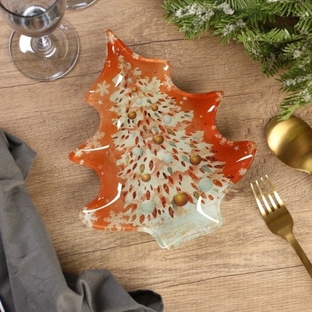 A plate in the form of a Christmas tree "Tender New Year", 16.5x19.5 cm