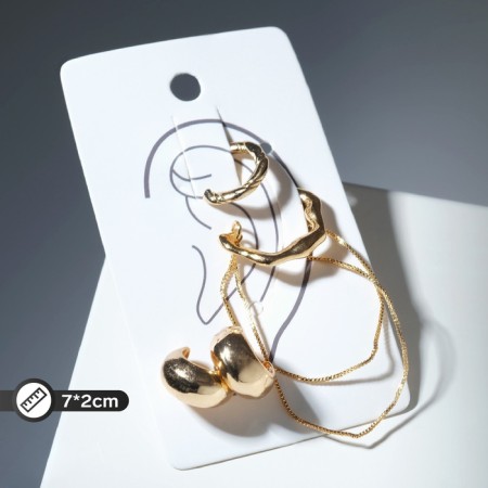 Earring "Kaffa" rings with a chain, color gold