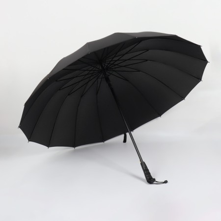 Umbrella - semi -automatic cane "plain", 16 knitting needles, r = 59 cm, black color-2