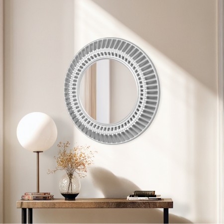 Wall mirror, in the openwork case, 51x51 cm, silver