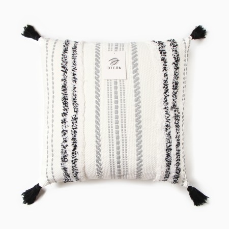 Pillowcase decorative Ethel Boho Line 45x45 cm, black color, cotton-3