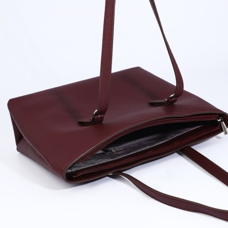 L-Craft tout bag with lightning, external pocket, burgundy color-4