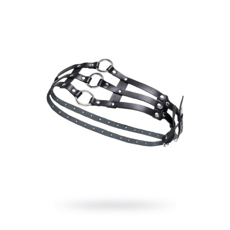 Pecado BDSM belt, with rings, genuine leather, black-3