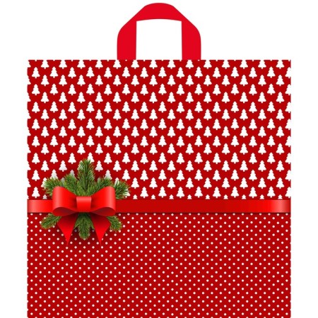 Package "Christmas trees", polyethylene with a loop pen, 42 x 44 cm, 70 μm