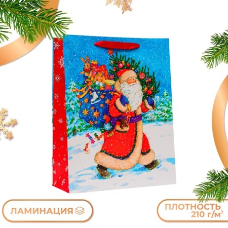 New Year. Gift package "Satisfied Santa Claus", 33 x 42.5 x 15 cm.
