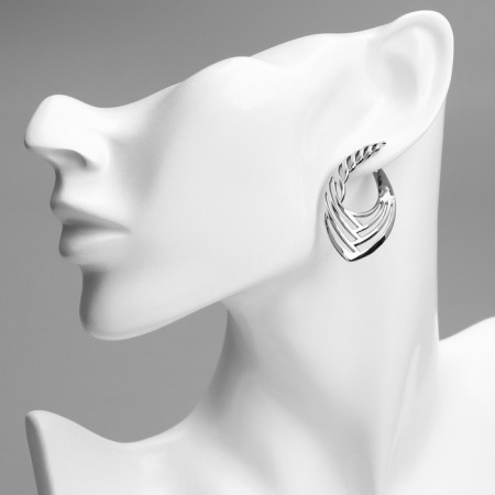 Earrings Metal Xuping Challenge leaflets, silver color-2