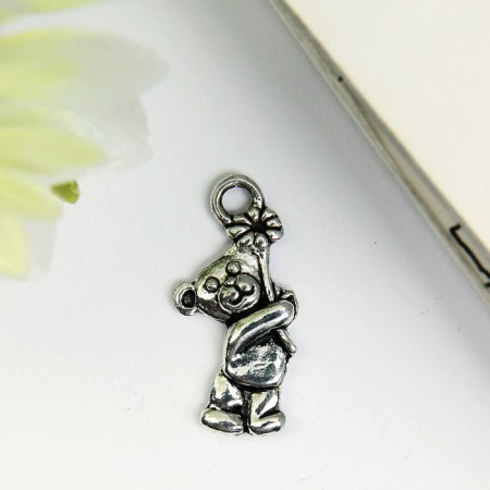 Decor for creativity Metal "Bear with chamomile" silver 2x1 cm