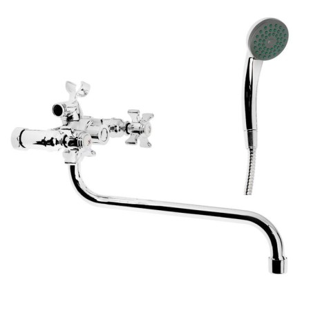Accoona A87170 bath mixer, two -wound, with a shower set, Silumin, Chrome