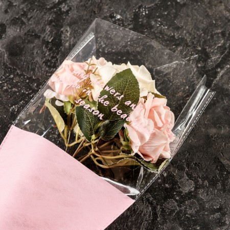 Packet stoop for flowers, with non -woven material, 26+7x37 cm, pink-1