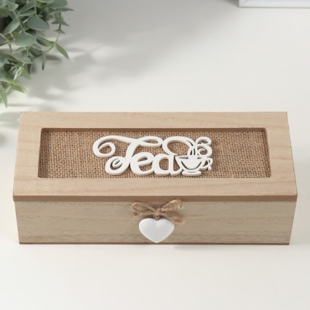 Casket wood 3 divisions "Cup of tea" 9.7x24x7 cm-2