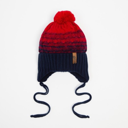 Hat for a boy, red color, size 44-47 cm
