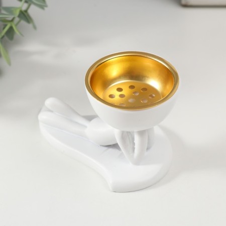 The stand under the incense of the polystone "man lies" white 6.1x6.3x10.7 cm-4