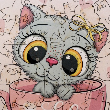 Wooden puzzle "Cat and coffee" s-3