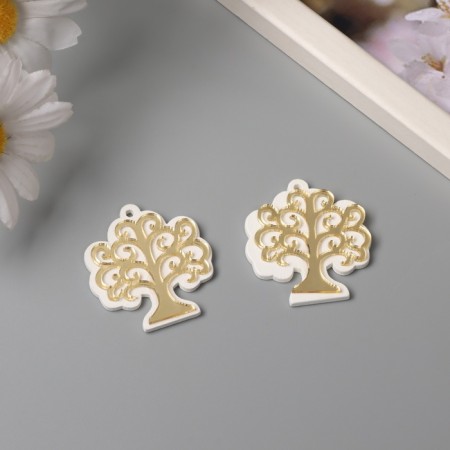 Decor for creativity wood, plastic "tree" Mirror set 2 pcs 4.1x4.8 cm