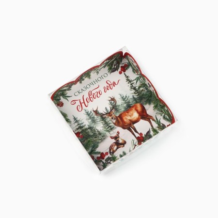Box for confectionery products with PVC-patch “Happy New Year!”, 10.5 x 10.5 x 3 cm, New Year-2