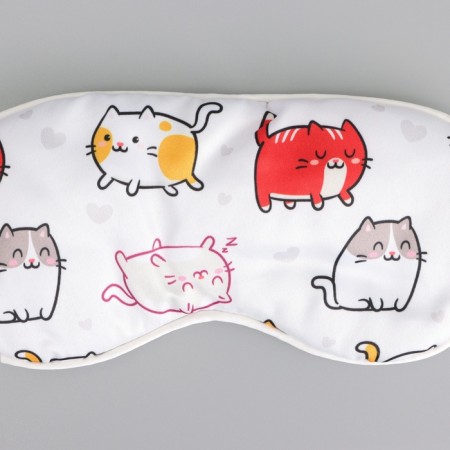 Silk mask for sleeping "cats", 20 x 9 cm, white color-1