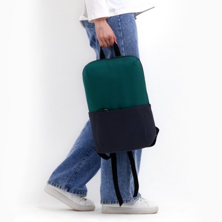 School textile school with pocket, gray/green color, 22x13x30 cm-8