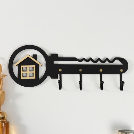 Decorative tree hooks "Key to home" Black, Mirror 4.5x40.5x14.5 cm
