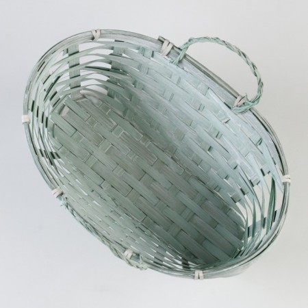 Wicker basket, d26 x 13 x 11 cm, green, bamboo-2