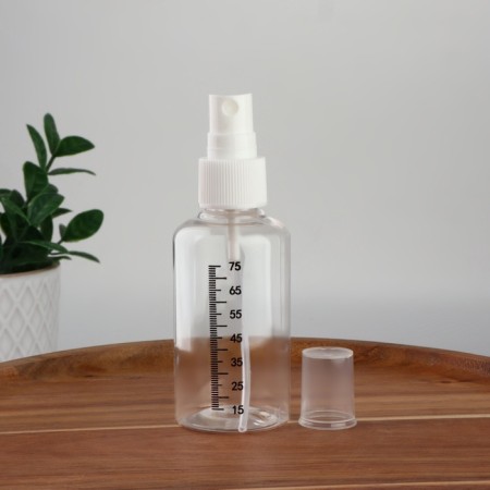 A bottle for storage, with a spray, with a division scale, 75 ml, white/transparent color-3