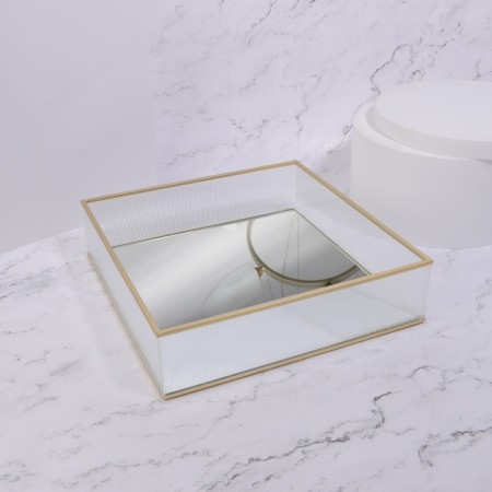 Organizer for storage "RipPles", glass, with a mirror -bottom, 1 section, 24 × 24 × 6 cm, transparent/copper color-3