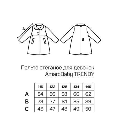 Пальто стёганое для девочек TRENDY, рост 122-128 см, цвет синий-15
