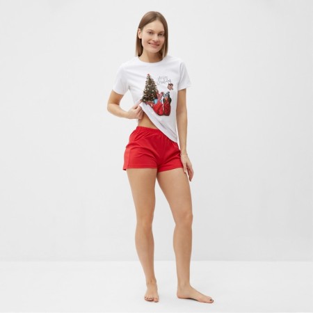 Female home set (T -shirt, shorts), white/red color, size 52-1