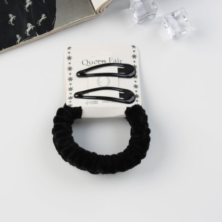 Hair set "Gloria Tenderness" (2 gum 5.5 cm, 2 invisibility 5 cm) black