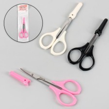 Scissors are manicure, with a cap, bent, 9.5 cm, mix color