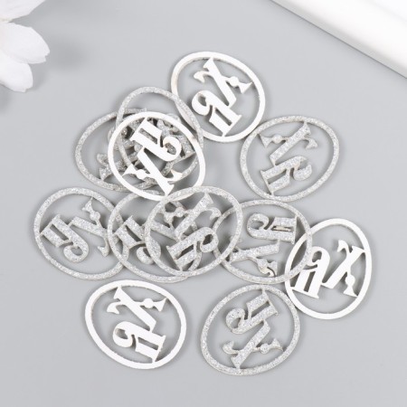 Decor "HB" on a glue base, silver color 3 × 2.5 cm (set 12 pcs)-2