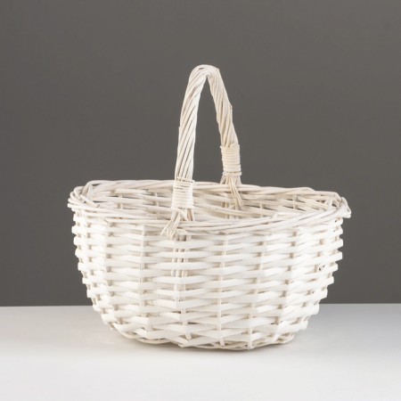Wicker basket, 23x19x12/23 cm, white, willow-1