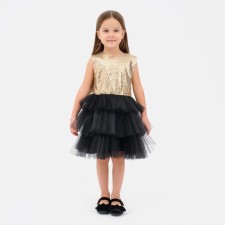An elegant dress for a girl with sequins KAFTAN, size 36 (134-140), black color