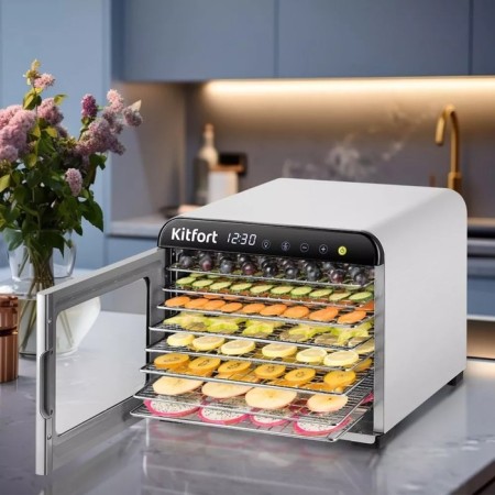 Drywall for vegetables and fruits KitFort KT-1973, 800 W, 8 tiers, adjustment T °, ​​timer-1