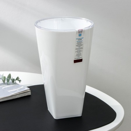 Kashpo for flowers with an insert "Grace", 2.7 l (1.5 l), white color-5