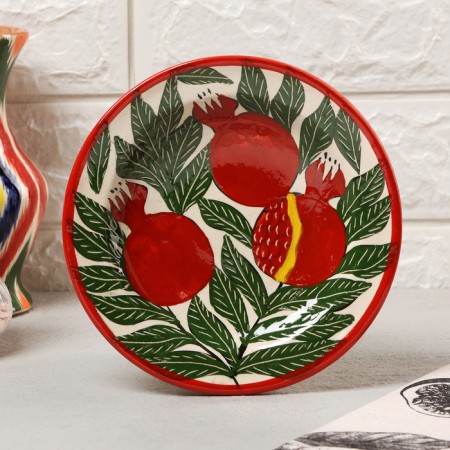 The plate of the Rishtan ceramics "Grenades", flat, 17 cm,-3