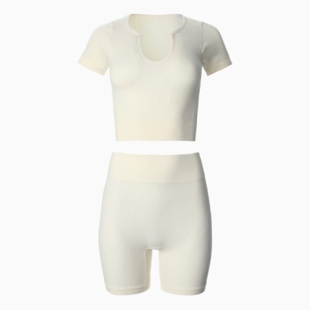 Female set (top, shorts), beige color, One size (42-46)-6