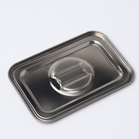 Stainless steel container 2 sections, 23 × 15.5 × 7, with a lid-5