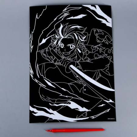 Engraving "Boy anime" with effect holography, a4-2