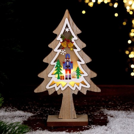New Year's decor with backlight "Christmas tree and Nutcracker" 13 × 4.5 × 22 cm-2