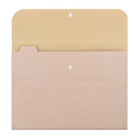 Folder-carte, A4, 6 departments, 400 μm, Devente "Glitter Shine", on the button, embossing "sand" with sparkles, pink-3