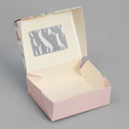 Confectionery packaging, box with lamination "Flowers", 10 x 8 x 3.5 cm-1
