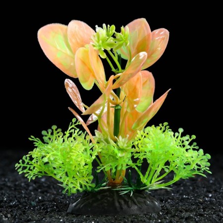 Artificial aquarium plant, 10 cm, green pink