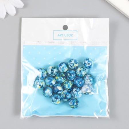 Beads for creativity plastic "Marble. Blue" d = 1.2 cm set 20 grams-3
