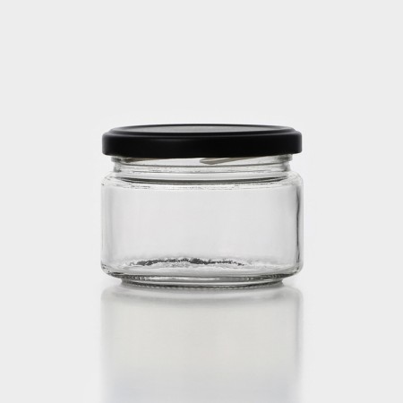A set of glass cans with a black cover and label, TO-82, 0.25 l, 6 pcs-3