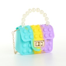 Baby bag on the castle, lilac/yellow/turquoise color