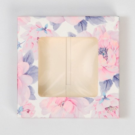 Chocolate box, confectionery packaging, “flowers”, with a window, 10.2 x 1.4 x 10.2 cm-3