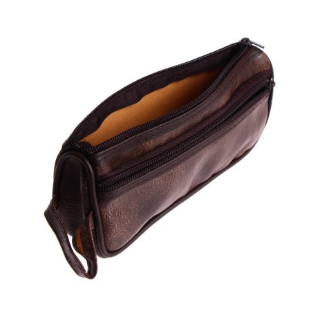 School pencil case with zipper, leatherette, 2 departments, mix-3